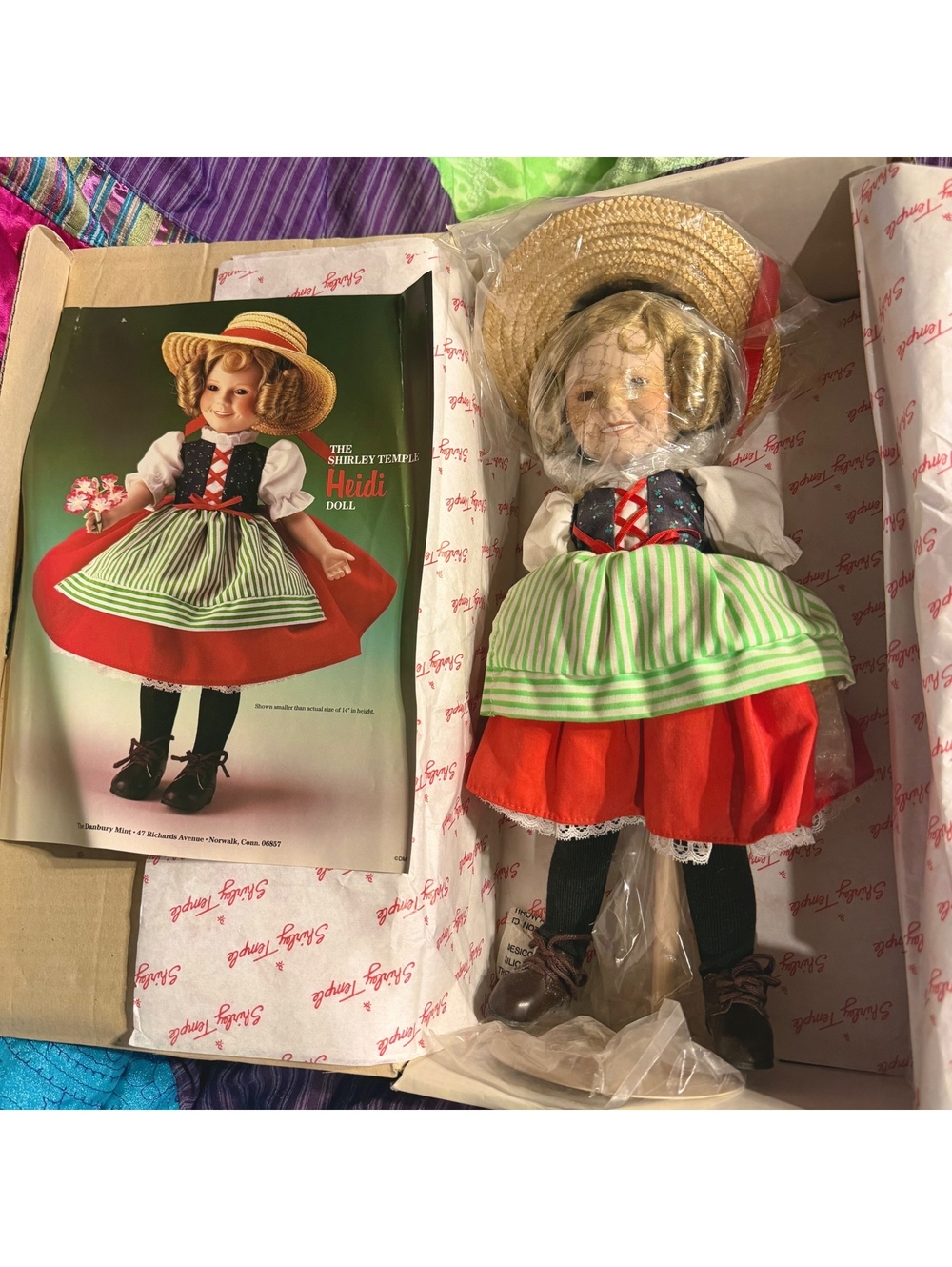 Vintage 1986 The Shirley Temple Heidi Danbury Mint Doll 14” New Damaged Box